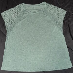 Green Lace Sleeve Top